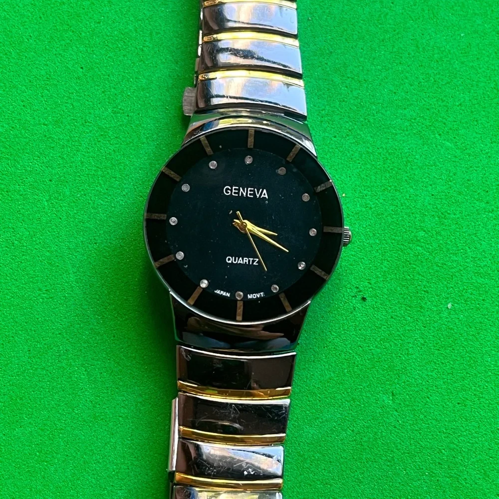 Geneva Hematite Diamond Look Men's Watch